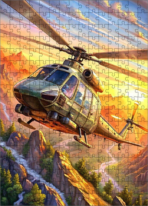 Ahşap Mdf Puzzle Yapboz Helikopter Macerası 255 Parça 35 x 50 cm
