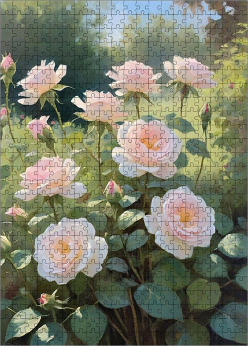 Ahşap Mdf Puzzle Yapboz Beyaz Güller 500 Parça 50 x 70 cm