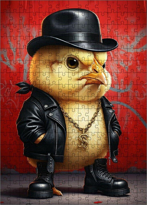 Ahşap Mdf Puzzle Yapboz Tavuk Şapka 255 Parça 35 x 50 cm