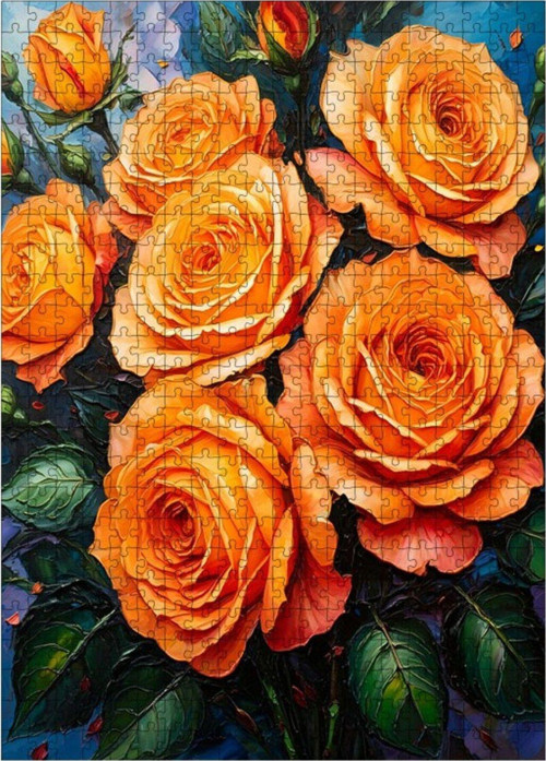 Ahşap Mdf Puzzle Yapboz Turuncu Güller 500 Parça 50 x 70 cm