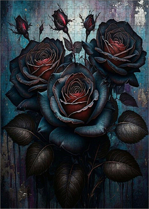 Ahşap Mdf Puzzle Yapboz Karanlık Çiçekler 500 Parça 50 x 70 cm