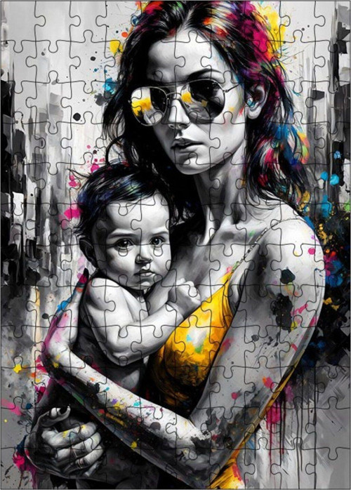Ahşap Mdf Puzzle Yapboz Anne Ve Çocuk 120 Parça 25 x 35 cm
