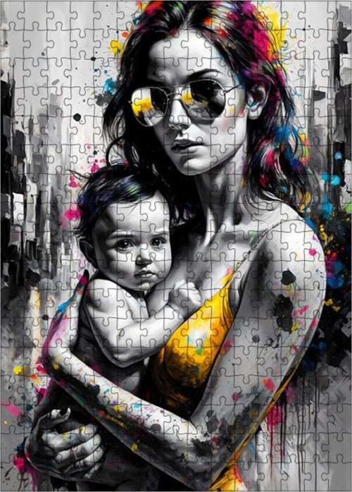 Ahşap Mdf Puzzle Yapboz Anne Ve Çocuk 255 Parça 35 x 50 cm