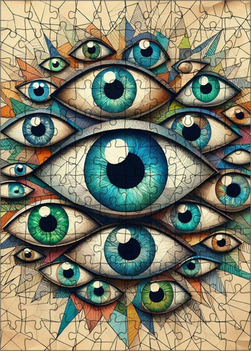 Ahşap Mdf Puzzle Yapboz Gözler Dünyası 120 Parça 25 x 35 cm