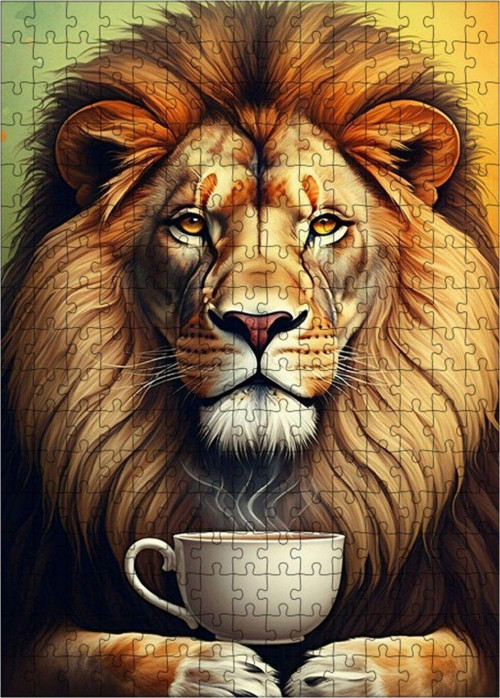 Ahşap Mdf Puzzle Yapboz Çay Aslanı 255 Parça 35 x 50 cm