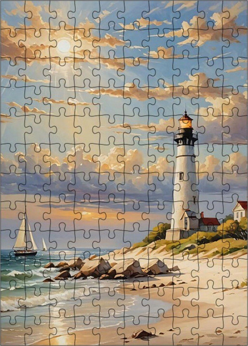 Ahşap Mdf Puzzle Yapboz Kumsal Ve Deniz Feneri 120 Parça 25 x 35 cm