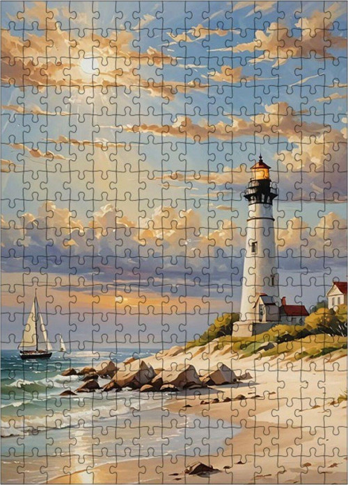 Ahşap Mdf Puzzle Yapboz Kumsal Ve Deniz Feneri 255 Parça 35 x 50 cm