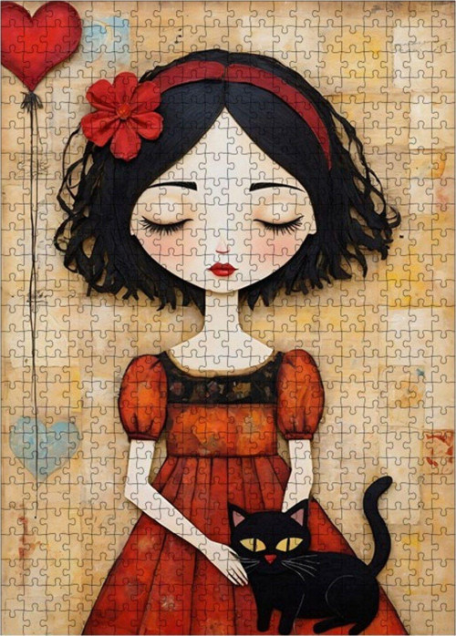 Ahşap Mdf Puzzle Yapboz Kırmızı Gülümseme 500 Parça 50 x 70 cm
