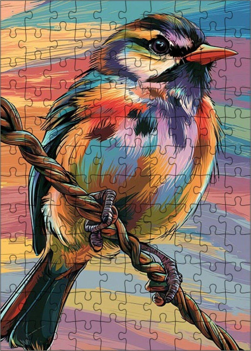 Ahşap Mdf Puzzle Yapboz Renkli Kuş 120 Parça 25 x 35 cm