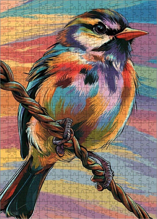 Ahşap Mdf Puzzle Yapboz Renkli Kuş 500 Parça 50 x 70 cm