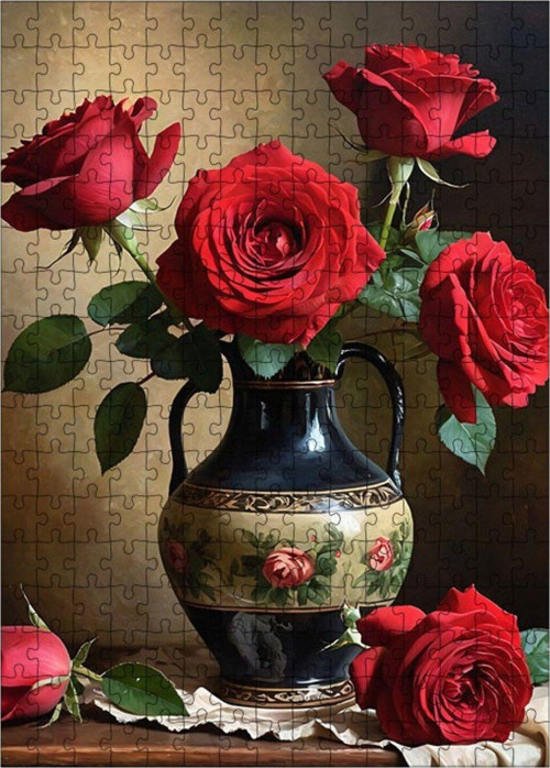 Ahşap Mdf Puzzle Yapboz Vazoda Güller 255 Parça 35 x 50 cm