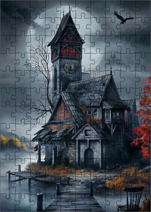 Ahşap Mdf Puzzle Yapboz Korku Evi 120 Parça 25 x 35 cm