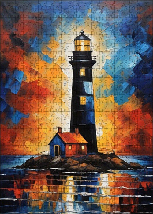 Ahşap Mdf Puzzle Yapboz Fener Kulesi 500 Parça 50 x 70 cm