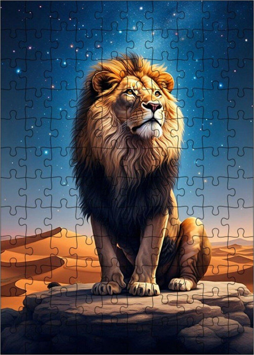Ahşap Mdf Puzzle Yapboz Çöl Aslanı 120 Parça 25 x 35 cm