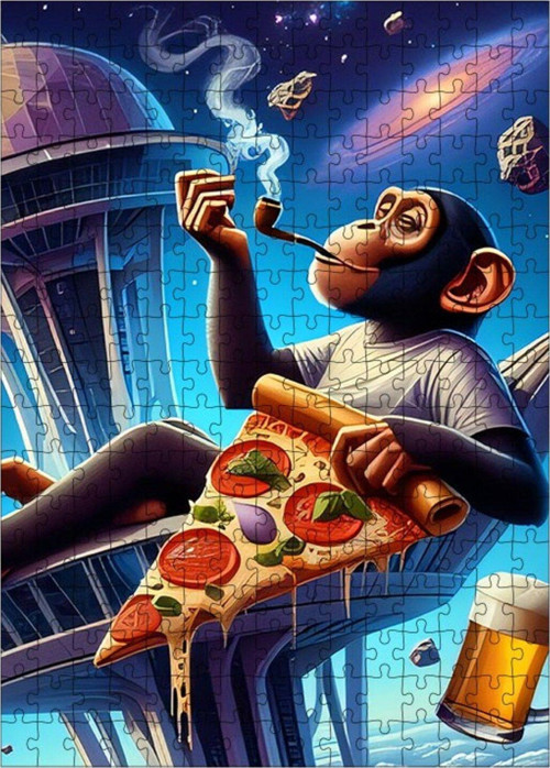 Ahşap Mdf Puzzle Yapboz Pizza Maymunu 255 Parça 35 x 50 cm
