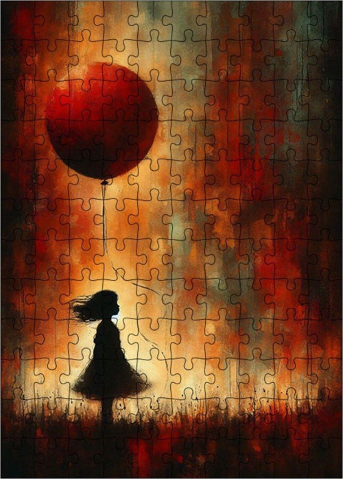 Ahşap Mdf Puzzle Yapboz Kırmızı Balon 120 Parça 25 x 35 cm