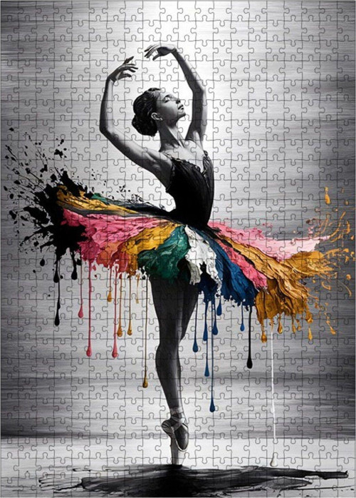 Ahşap Mdf Puzzle Yapboz Balerin Ve Renkler 500 Parça 50 x 70 cm