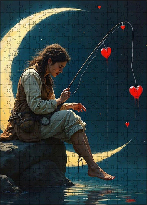 Ahşap Mdf Puzzle Yapboz Ay Balıkçısı 255 Parça 35 x 50 cm