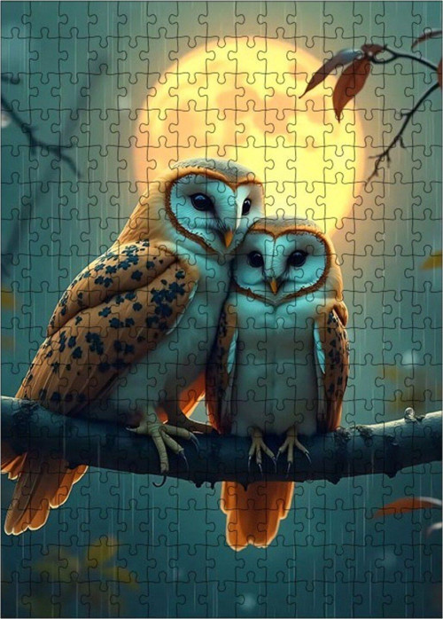 Ahşap Mdf Puzzle Yapboz Gece Baykuşları 255 Parça 35 x 50 cm