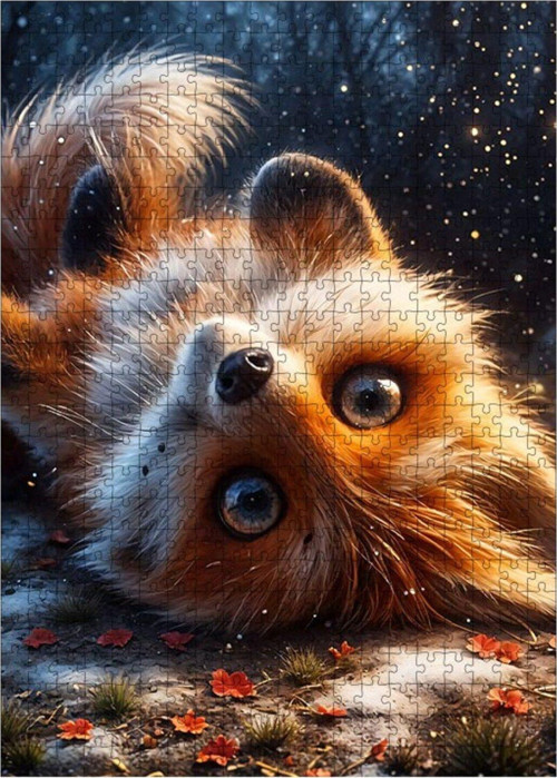 Ahşap Mdf Puzzle Yapboz Sevimli Yaramaz Tilki 500 Parça 50 x 70 cm