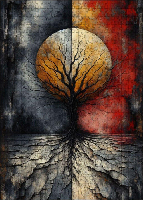 Ahşap Mdf Puzzle Yapboz Yalnız Ağaç 500 Parça 50 x 70 cm