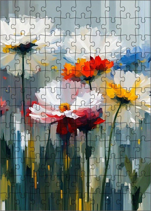 Ahşap Mdf Puzzle Yapboz Çiçek Renkleri 120 Parça 25 x 35 cm