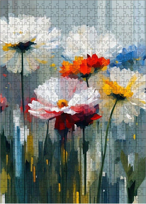 Ahşap Mdf Puzzle Yapboz Çiçek Renkleri 500 Parça 50 x 70 cm