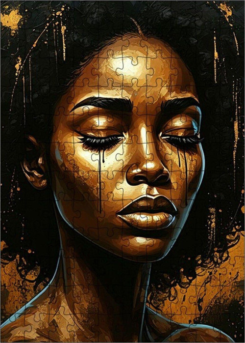 Ahşap Mdf Puzzle Yapboz Altın Parıltı Kadın 120 Parça 25 x 35 cm