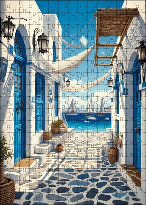 Ahşap Mdf Puzzle Yapboz Yunan Adası 255 Parça 35 x 50 cm