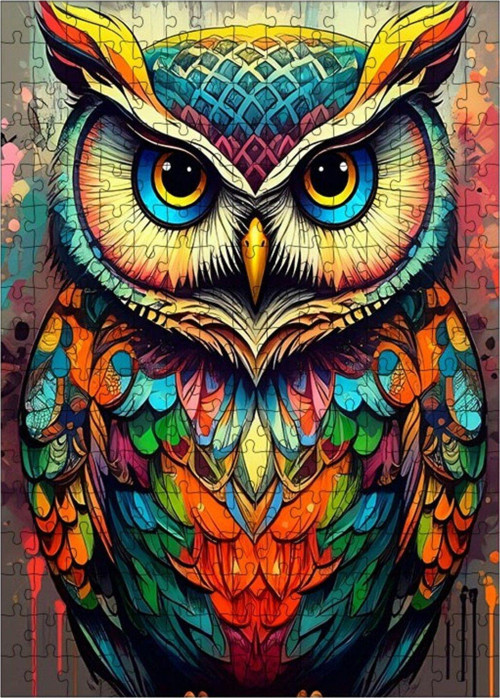 Ahşap Mdf Puzzle Yapboz Renkli Baykuş 255 Parça 35 x 50 cm