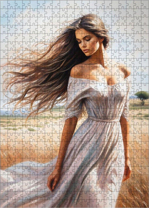 Ahşap Mdf Puzzle Yapboz Rüzgarlı Kadın 500 Parça 50 x 70 cm
