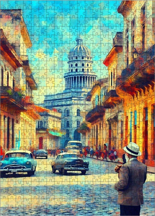 Ahşap Mdf Puzzle Yapboz Sokak Manzarası 500 Parça 50 x 70 cm
