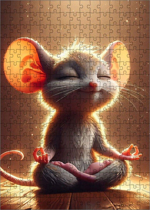 Ahşap Mdf Puzzle Yapboz Yoga Yapan Fare 255 Parça 35 x 50 cm