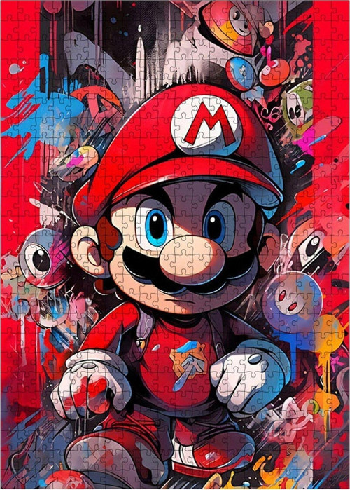 Ahşap Mdf Puzzle Yapboz Süper Mario 500 Parça 50 x 70 cm