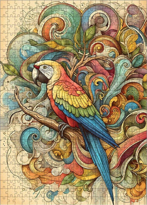 Ahşap Mdf Puzzle Yapboz Renkli Papağan 500 Parça 50 x 70 cm