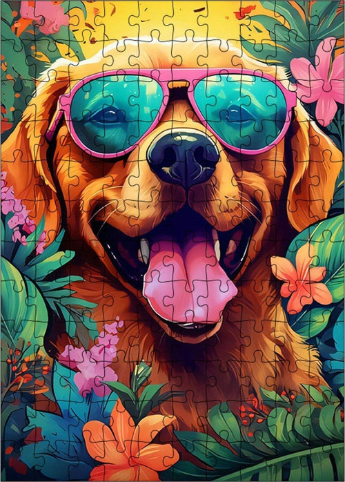 Ahşap Mdf Puzzle Yapboz Sevimli Köpek 120 Parça 25 x 35 cm
