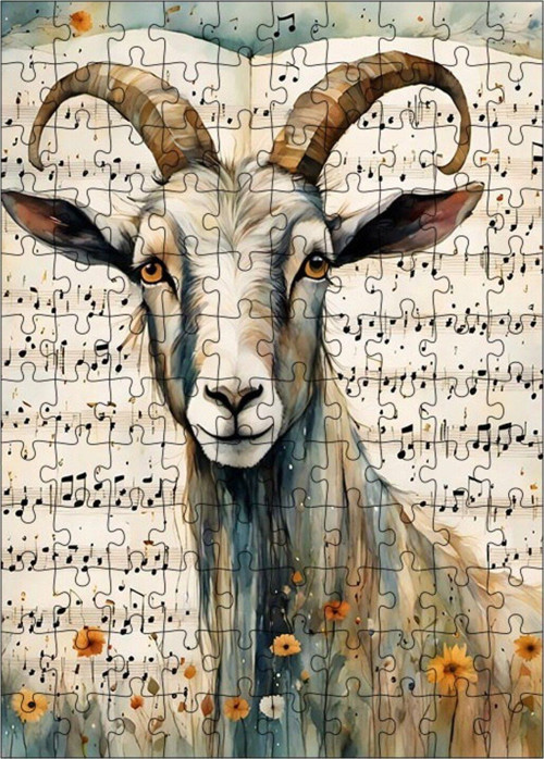 Ahşap Mdf Puzzle Yapboz Müzik Notaları Ve Keçi 120 Parça 25 x 35 cm
