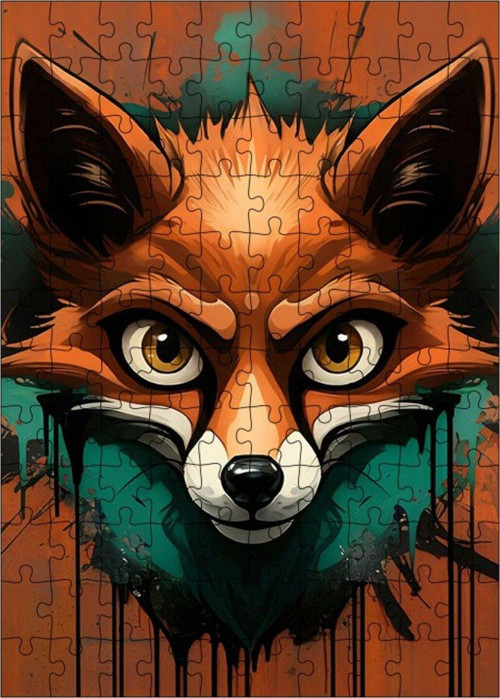 Ahşap Mdf Puzzle Yapboz Tilki Portresi 120 Parça 25 x 35 cm