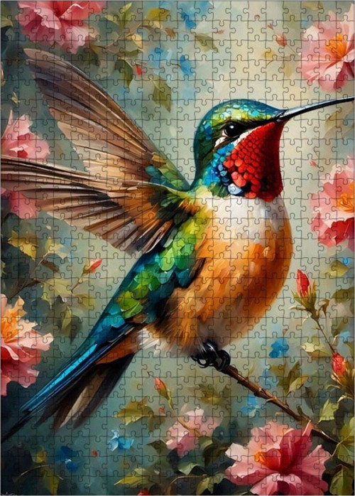 Ahşap Mdf Puzzle Yapboz Renkli Arı Kuşu 500 Parça 50 x 70 cm