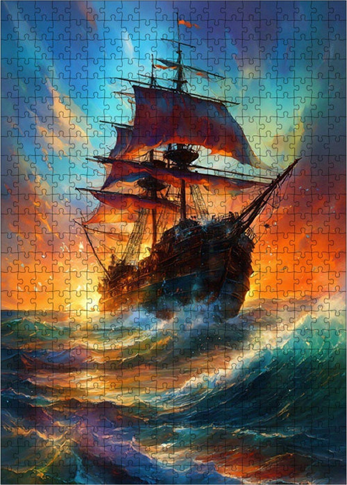 Ahşap Mdf Puzzle Yapboz yelkenli gemi 500 Parça 50 x 70 cm
