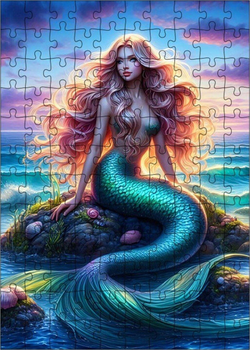 Ahşap Mdf Puzzle Yapboz Deniz Kızı 120 Parça 25 x 35 cm