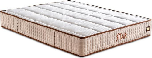 Star Yatak 160x200 cm Çift Kişilik NMS Yaylı Saten Kumaşlı Full Ortopedik Sert Yatak Krem Bordür