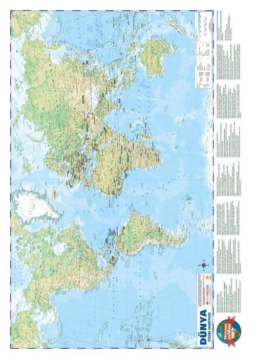 Dünya Siyasi-Fiziki Haritası 50x70