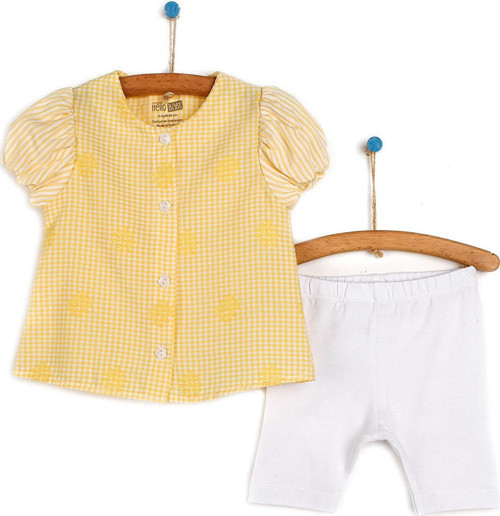 HelloBaby Basic Kız Bebek Sarı Fırfırlı Bluz-Tayt Takım Kız Bebek