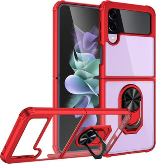 Samsung Galaxy Z Flip 3 Yüzüklü Ve Kenarları Renkli Köşe Korumalı Mola Premium Pc Silikon Kılıf