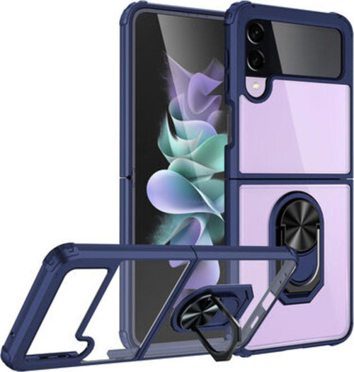 Samsung Galaxy Z Flip 3 Yüzüklü Ve Kenarları Renkli Köşe Korumalı Mola Premium Pc Silikon Kılıf