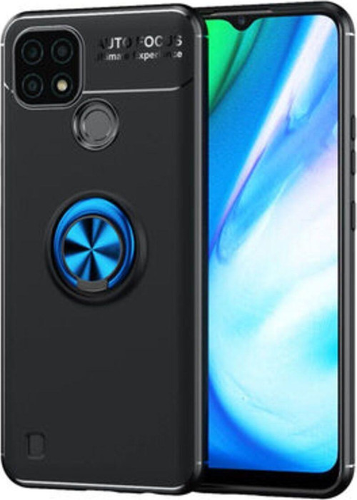 Realme C25 Ultra Koruma Sağlayan Stant Özellikli Yüzüklü Ravel Silikon Kılıf
