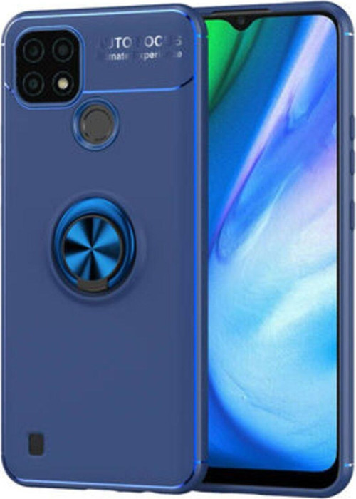 Realme C25 Ultra Koruma Sağlayan Stant Özellikli Yüzüklü Ravel Silikon Kılıf