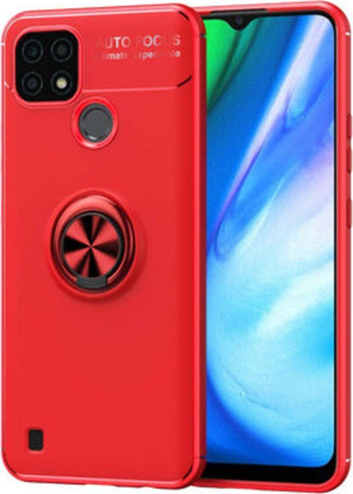 Realme C25 Ultra Koruma Sağlayan Stant Özellikli Yüzüklü Ravel Silikon Kılıf