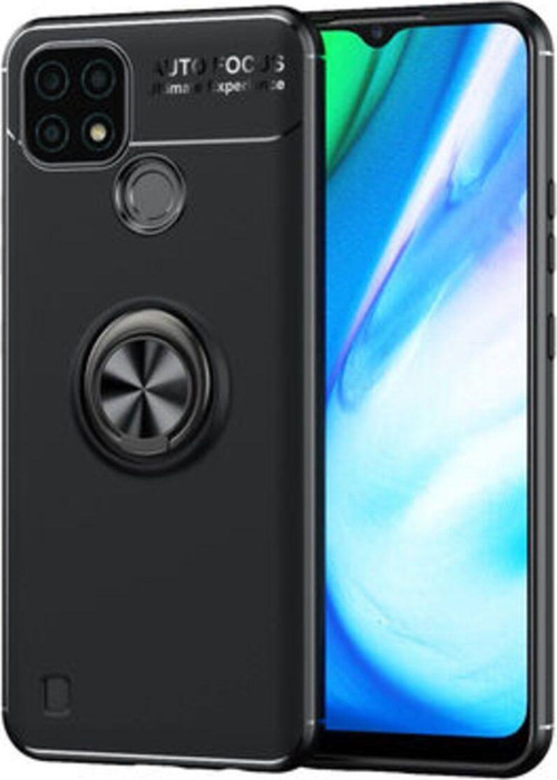 Realme C25 Ultra Koruma Sağlayan Stant Özellikli Yüzüklü Ravel Silikon Kılıf